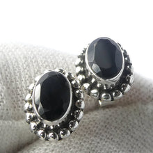 Load image into Gallery viewer, Black Onyx Stud Earrings | 5 x 7 mm faceted ovals | 925 Sterling Silver | Wisdom Protection | Harmony &amp; Power | Leo | Capricorn | Crystal Heart Melbourne est 1986