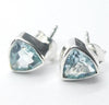 Blue Topaz Studs | Faceted Trilliants | 925 Sterling Silver | Joy | For Mental Fatigue, Stress | Throat Chakra | Sagittarius Scorpio | Crystal Heart Melbourne 1986