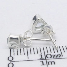 Load image into Gallery viewer, Blue Topaz Studs | Faceted Trilliants | 925 Sterling Silver | Joy | For Mental Fatigue, Stress | Throat Chakra | Sagittarius Scorpio | Crystal Heart Melbourne 1986
