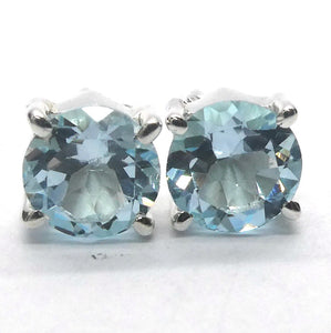 Blue Topaz Studs | Faceted rounds | 925 Sterling Silver | Joy | For Mental Fatigue, Stress | Throat Chakra | Sagittarius Scorpio | Crystal Heart Melbourne 1986