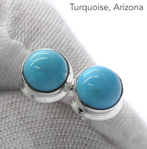 Turquoise Studs | Perfect Robins' Egg Blue | Kingsman Mine, Arizona | 925 Silver | Ally stone | Throat Chakra | Sagittarius | Crystal Heart Melbourne 1986