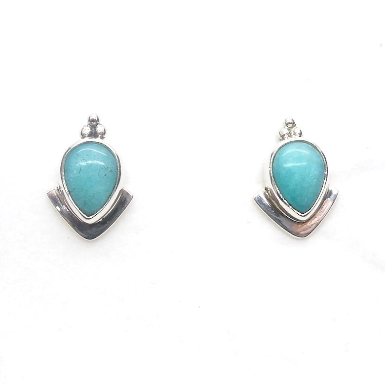 Amazonite Studs Earrings | 925 Sterling Silver | Genuine Gems from Crystal Heart Melbourne Australia 1986
