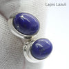 Lapis Lazuli Stud Earrings, Oval Cabochons, 925 Sterling Silver