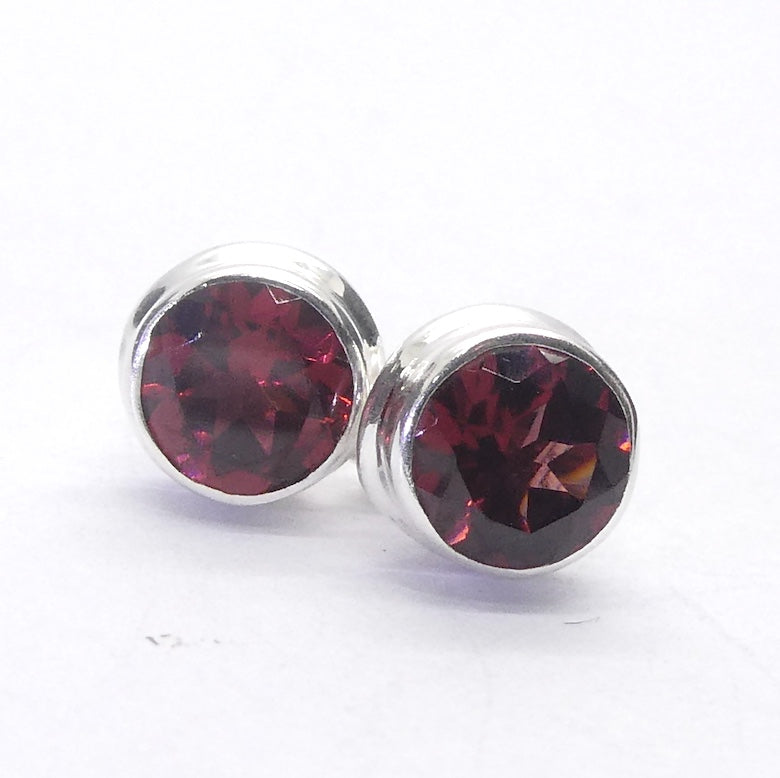 Garnet Stud Earrings | 6mm Red Faceted Rounds | 925 Sterling Silver | Warm Friendly Fire| Capricorn | Root and Heart Chakra | Crystal Heart Melbourne est 1986