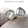 Aquamarine Earrings | Raw Nuggets | Matched Pair | 925 Sterling Silver | Genuine Gems from Crystal Heart Melbourne Australia since 1986