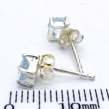 Load image into Gallery viewer, Aquamarine Earrings | Faceted 5 mm rounds | 925 Sterling Silver | Safe Travel | Soft Emotional Power | Expression | Crystal Heart Melbourne Australia since 1986