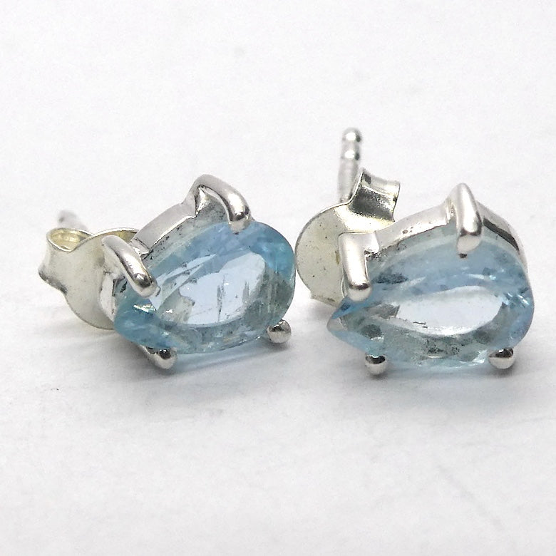 Aquamarine Earrings | Faceted Teardrops | 925 Sterling Silver | Soft Power & Clear Expression | Genuine Gems from Crystal Heart Melbourne Australia since 1986