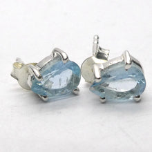 Load image into Gallery viewer, Aquamarine Earrings | Faceted Teardrops | 925 Sterling Silver | Soft Power &amp; Clear Expression | Genuine Gems from Crystal Heart Melbourne Australia since 1986
