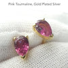 Tourmaline Stud Earrings | Faceted Teardrops | Rubellite | 925 Silver | Gold Plate | Virgo Gemini Libra Taurus | Crystal Heart Melbourne est 1986