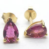Tourmaline Stud Earrings | Faceted Teardrops | Rubellite | 925 Silver | Gold Plate | Virgo Gemini Libra Taurus | Crystal Heart Melbourne est 1986