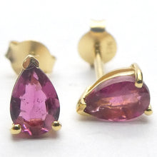 Load image into Gallery viewer, Tourmaline Stud Earrings | Faceted Teardrops | Rubellite | 925 Silver | Gold Plate | Virgo Gemini Libra Taurus | Crystal Heart Melbourne est 1986