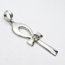 Load image into Gallery viewer, Ankh Pendant with Faceted Peridot Round, 925 Sterling Silver