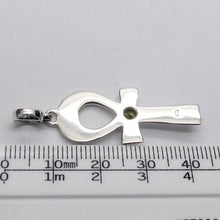 Load image into Gallery viewer, Ankh Pendant with Faceted Peridot Round, 925 Sterling Silver