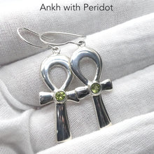 Load image into Gallery viewer, Ankh Earrings  Faceted Peridot | 925 Sterling Silver | Genuine Gems from Crystal Heart Melbourne Australia since 1986