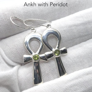 Ankh Earrings  Faceted Peridot | 925 Sterling Silver | Genuine Gems from Crystal Heart Melbourne Australia since 1986