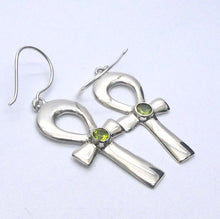 Load image into Gallery viewer, Ankh Earrings  Faceted Peridot | 925 Sterling Silver | Genuine Gems from Crystal Heart Melbourne Australia since 1986