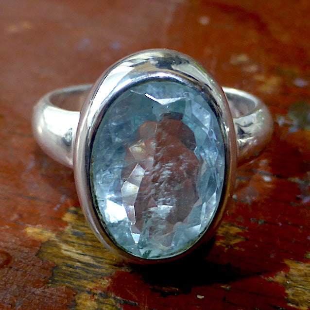 Aquamarine Ring | Faceted Oval | 925 Sterling Silver | US Size 8 | AUS Size P1/2 | Genuine Gems from Crystal Heart Melbourne Australia since 1986Aquamarine Ring | Faceted Oval | 925 Sterling Silver | US Size 7.25 | AUS Size O | Genuine Gems from Crystal Heart Melbourne Australia since 1986