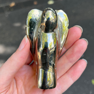 Pyrite Angel | Hand Carving | Fools Gold | Abundance | Crystal Heart Melbourne Australia since 1986
