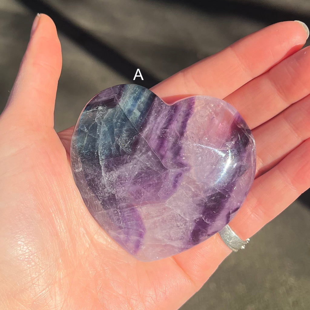 Fluorite Collection |  Genuine Crystals | Rainbow Blue Green | Heart Carvings | Clarity | Reduce Anxiety | Crystal Heart Melbourne Australia 