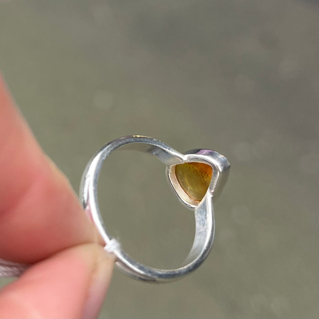 Baltic Amber Freeform Nugget Ring | 925 Sterling silver | US Size 8 | Bezel Set | Open back | Genuine Gems from Crystal heart Melbourne Australia since 1986