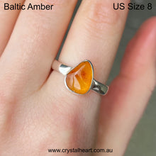 Load image into Gallery viewer, Baltic Amber Freeform Nugget Ring | 925 Sterling silver | US Size 8 | Bezel Set | Open back | Genuine Gems from Crystal heart Melbourne Australia since 1986