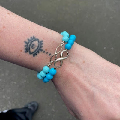 Turquoise Bracelet, Stretch, 925 Silver Pentacle