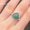 Teardrop Cabochon of Green Aventurine | Ring | US Size 9.5  | AUS Size S1/2  | Good quality Sterling Silver setting | Known as The  'All Round Healer' | Plexus and Physical Heart |  more natural breathing and all the health benefits accruing from that | Genuine Gems from Crystal Heart Melbourne Australia since 1986