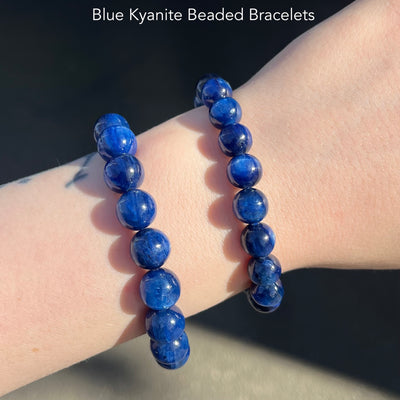 Stretch Bracelet with Blue Kyanite Beads | Fair Trade | Strong Elastic | Throat Chakra | Protection  | Genuine Gems from Crystal Heart Melbourne Australia since 1986