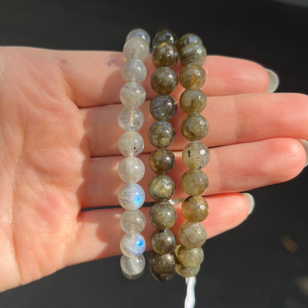 Stretch Bracelet with Labradorite Beads | Fair Trade | Strong Elastic | Shadow Work | Positive Energy | Inner Magic | Genuine Gems from Crystal Heart Melbourne Australia since 1986