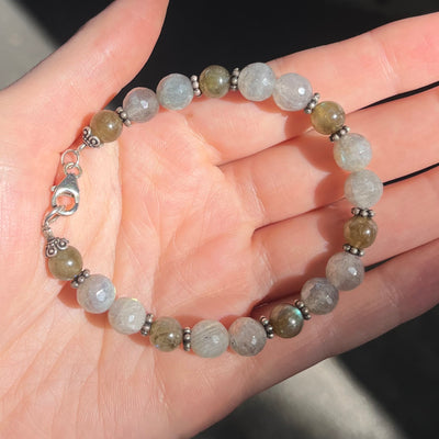 Beaded Labradorite Bracelet | Fair Trade | Wire | 925 Silver Fndings | Shadow Work | Inner Magic | Genuine Gems from Crystal Heart Melbourne Australia est 1986