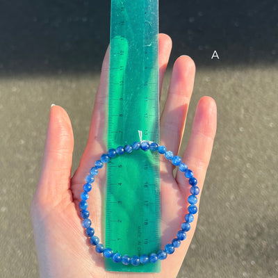 Stretch Bracelet with Blue Kyanite Beads | Fair Trade | Strong Elastic | Throat Chakra | Large | Wide Diametre | Protection  | Genuine Gems from Crystal Heart Melbourne Australia since 1986