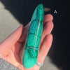 Malachite Healing Wand | Massage Energy Tool | Swirl Design | Natural Specimen, light surface polish | Organic subtle markings | detox nature healing feminine power | Genuine Gemstones from Crystal Heart Melbourne Australia since 1986