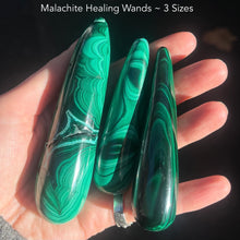 Load image into Gallery viewer, Malachite Healing Wand | Massage Energy Tool | Swirl Design | Natural Specimen, light surface polish | Organic subtle markings | detox nature healing feminine power | Genuine Gemstones from Crystal Heart Melbourne Australia since 1986