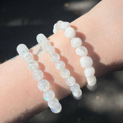 Moonstone Stretch Bead Bracelet, NX