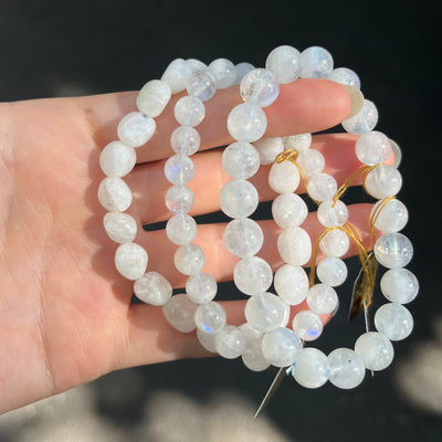 Moonstone Stretch Bead Bracelet, NX