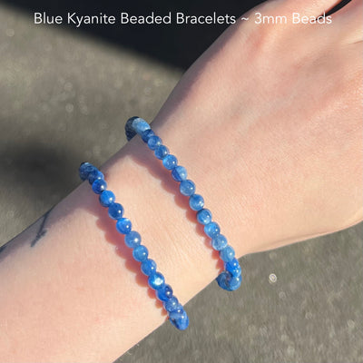 Stretch Bracelet with Blue Kyanite Beads | Fair Trade | Strong Elastic | Throat Chakra | Large | Wide Diametre | Protection  | Genuine Gems from Crystal Heart Melbourne Australia since 1986
