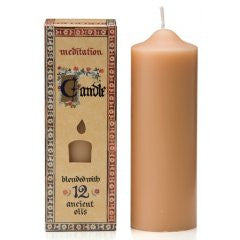 Meditation Candle Tall | Meditation | Meditation Range | Moisturizer | Pure Essential Oils | Cream | Perfume | Natural | Lavender Oil | Orange Oil | Cedarwood Oil | Patchouli Oil | Bergamot Oil | Aware Environmental | Crystal Heart Melbourne Australia since 1986