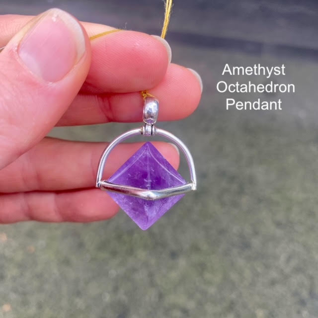 Amethyst Octahedron Pendant, 925 Silver, kt