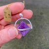 Amethyst Octahedron  Pendant  | Steampunk | 925 Sterling Silver |  Quality Silver Work | Custom made  Bail | Genuine Gems from Crystal Heart Melbourne Australia since 1986