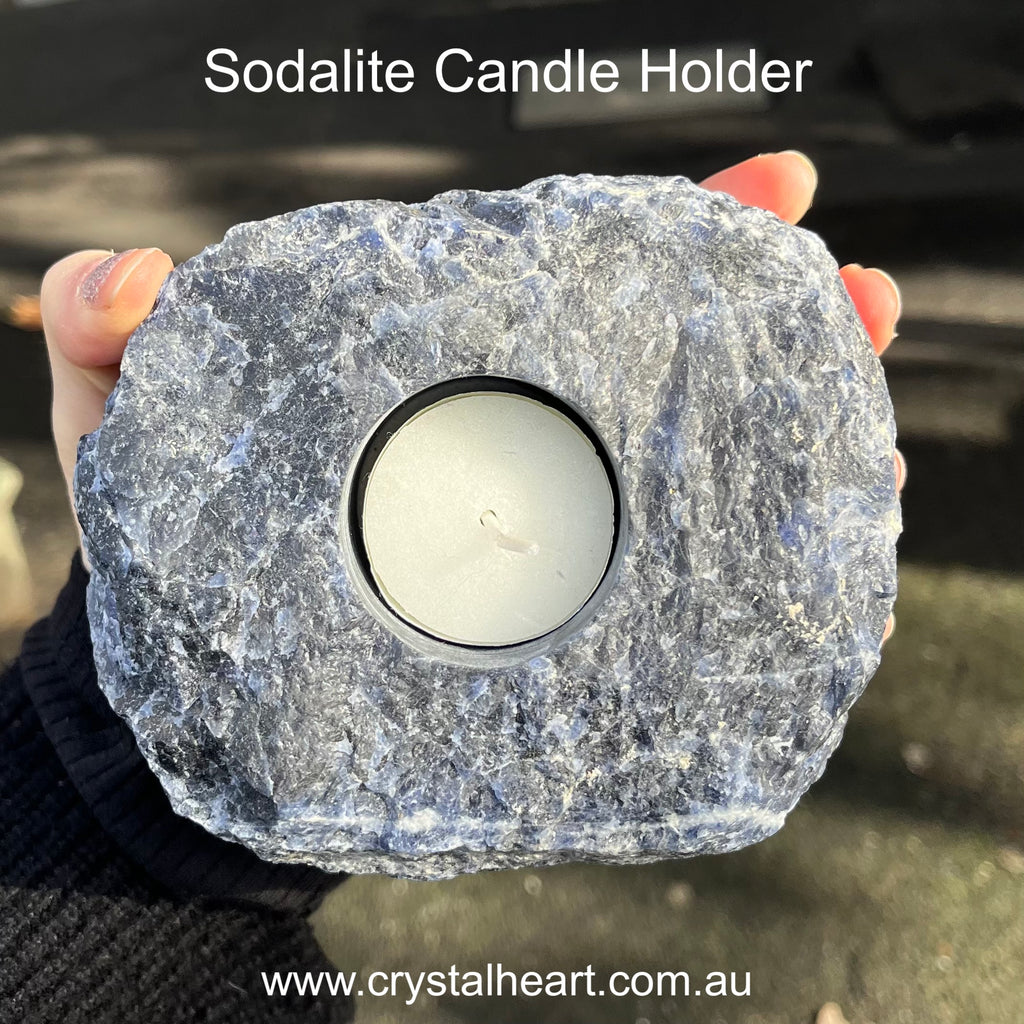 Sodalite Crystal Candle Holder | Tea light | Genuine Mineral | Sagittarius Stone | Genuine Gems from Crystal Heart Melbourne Australia since 1986 