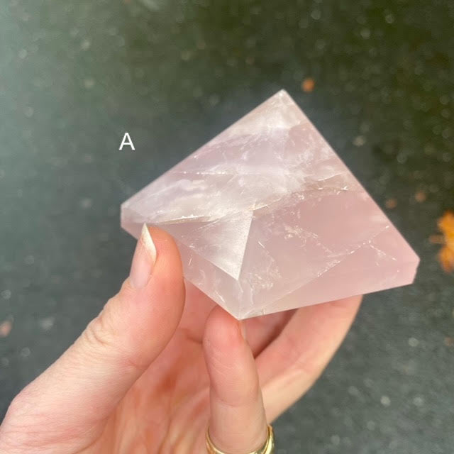 Rose Quartz Pyramids | Manifest Higher Consciousness | Stone of Love | Heart Opening | Transcend Opposites | Genuine Gems from Crystal Heart Melbourne since 1986