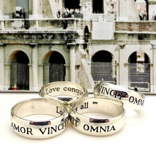 Load image into Gallery viewer, Ring Ancient Roman Latin Motto | 925 Sterling Silver | Amorvincit Omnia | Love conquers all | English translation inside | Made &amp; Designed by Crystal Heart Australia