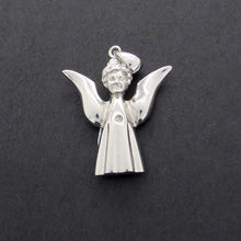 Load image into Gallery viewer, Small Angel Pendant | 925 Silver | Natural Diamond in heart Chakra | White Gold plated to maintain shine | Crystal Heart Melbourne Australia since 1986