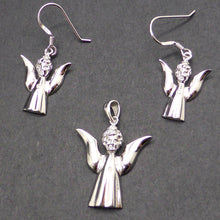 Load image into Gallery viewer, Silver Angel diamond Heart Set Earring Pendant