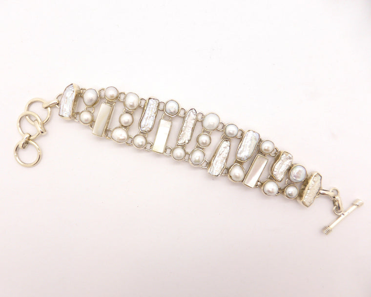 Pearl Bracelet, Freshwater, 925 Silver