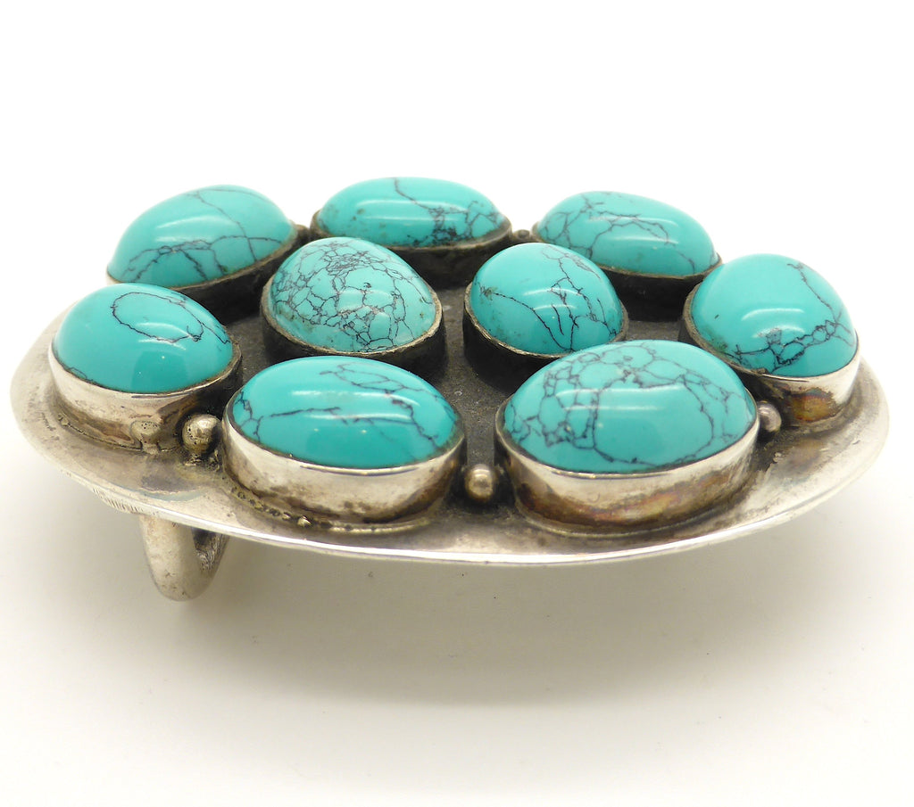 Turquoise Belt Buckle, 925 Silver