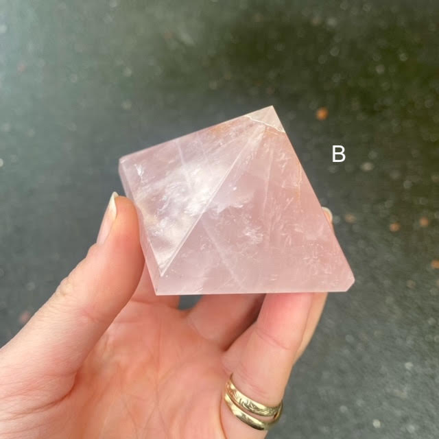 Rose Quartz Pyramids | Manifest Higher Consciousness | Stone of Love | Heart Opening | Transcend Opposites | Genuine Gems from Crystal Heart Melbourne since 1986