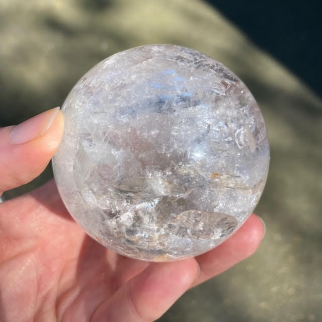 Clear Quartz Rock Crystal Sphere | Conscious, Connected and Centered | Visual Intuitive Thought | Genuine Gems from Crystal Heart Melbourne Australia since 1986