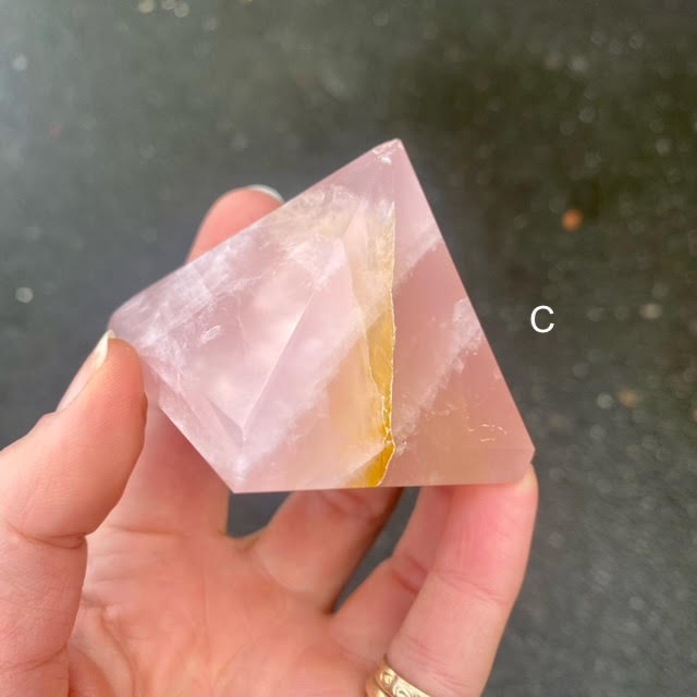 Rose Quartz Pyramids | Manifest Higher Consciousness | Stone of Love | Heart Opening | Transcend Opposites | Genuine Gems from Crystal Heart Melbourne since 1986