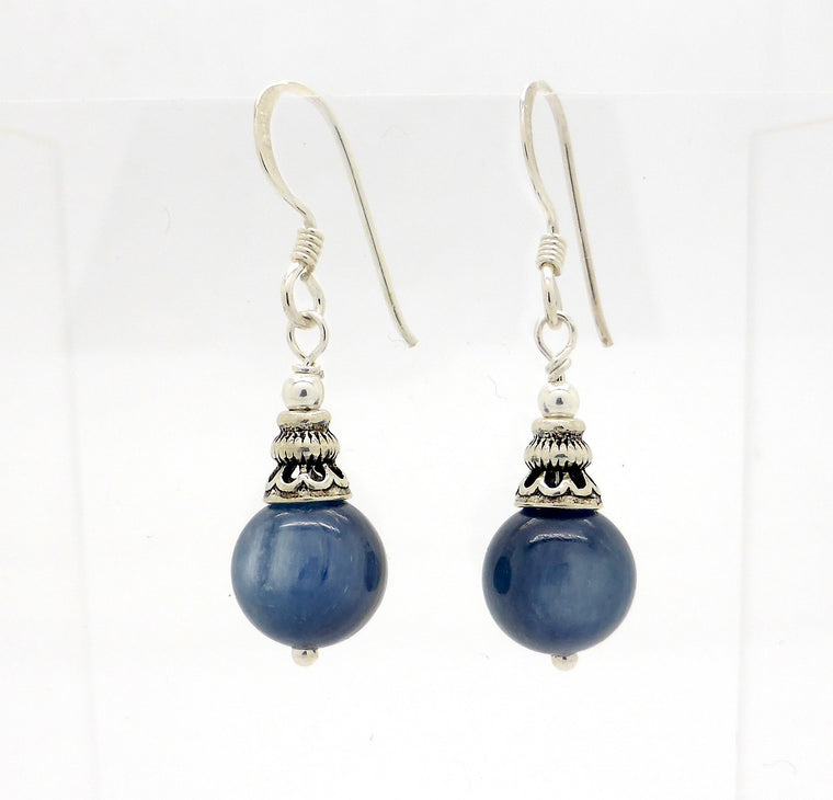 Blue Kyanite Earrings, bead, 925 Silver, n1